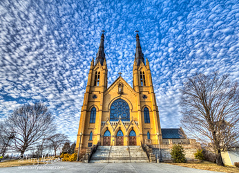 Cotton Ball Clouds St. Andrews Church By Terry Aldhizer